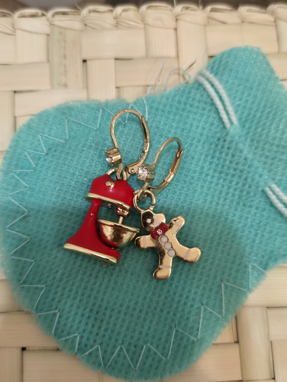 Festive Betsey Johnson Mixer Gingerbread Man Cookie Earrings Teacher Baker Gift